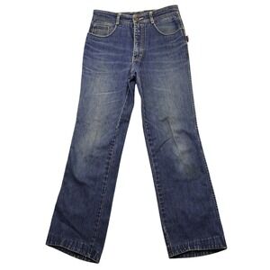 Jordache Mens 33 Straight Leg Jeans Blue Vintage High Rise Hemmed Cotton